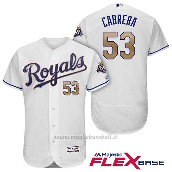 Maglia Baseball Uomo Kansas City Royals Melky Cabrera Bianco 50th Season Alterner Flex Base